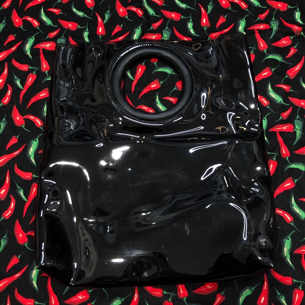 Clear black clutch bag